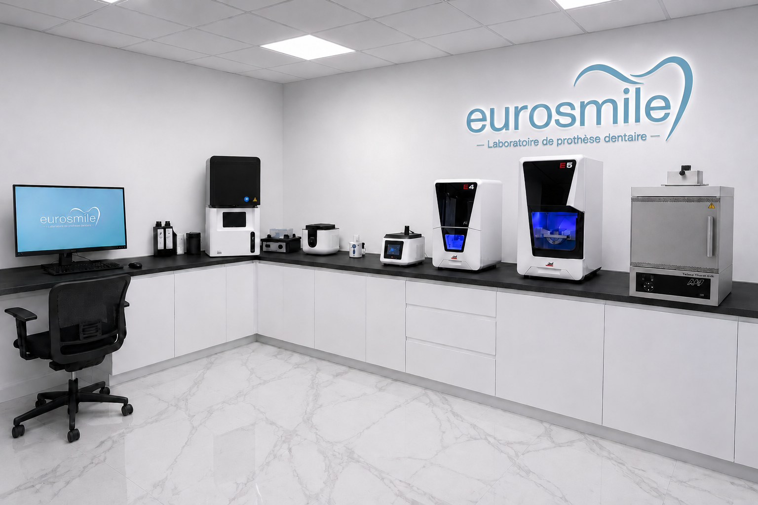Laboratoire de prothèse dentaire Eurosmile — équipements CAD/CAM, Paris 20e